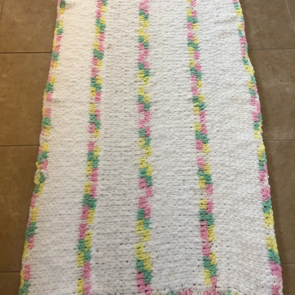 New HANDMADE croqueted Baby Blanket or Throw